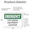 Signmission Life Saving Equipment Location, 14 in W x Rectangle, Vinyl Decal OS-2PACK-EM-D-1014-L-10343 - alternate 6